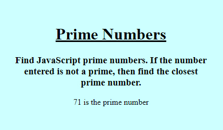 JavaScript Prime Numbers